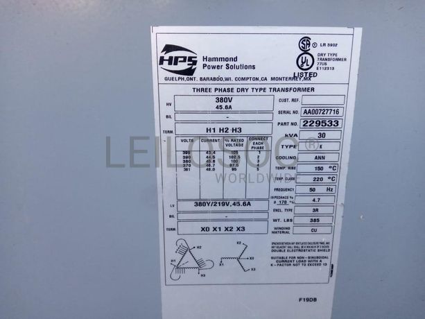 Transformador HPS 30kva / 380V - 120V ·