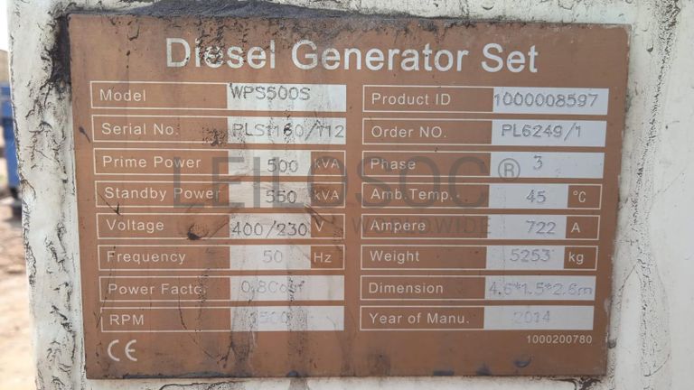 GERADOR PERKINS WPS500S ·