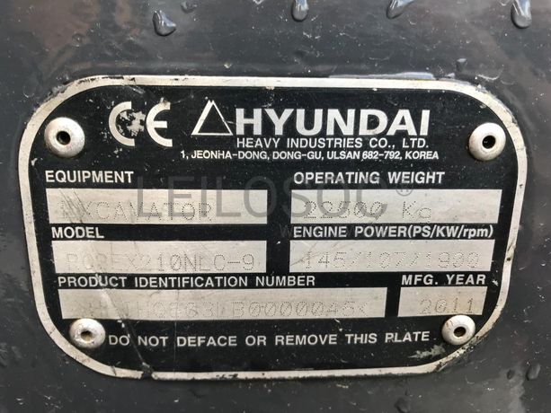 Giratória de Rastos Hyundai Robex 210 NLC-9