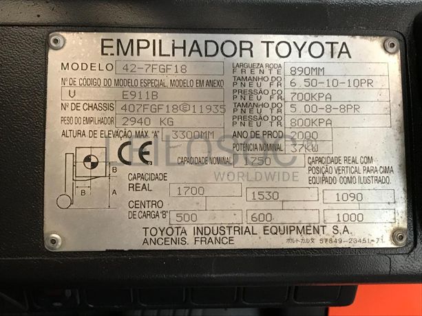 Empilhador Toyota 42-7GF18 · Ano  2000
