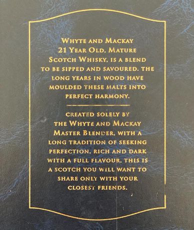 Whisky 'Whyte & Mackay' - 21 Anos
