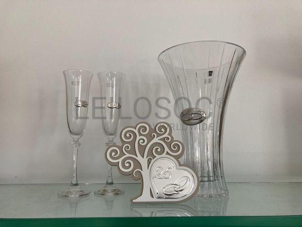 Bibelot  25 Anos + Jarra com 2 copos de cristal