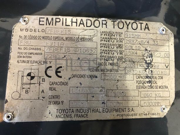 Empilhador Toyota Elétrico 1500 KG