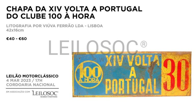 Chapa da XIV Volta a Portugal do Clube 100 à Hora
