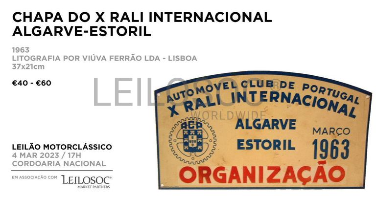 Chapa do X Rali Internacional Algarve-Estoril