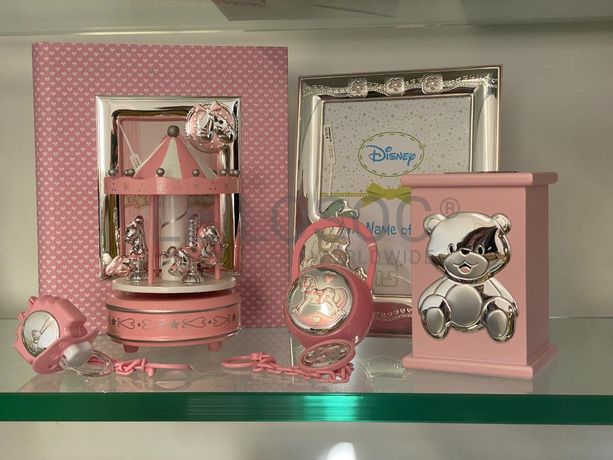 Mealheiro + Moldura de Bebé + Porta-chupetas + Caixa de Música + Álbum de Fotografias