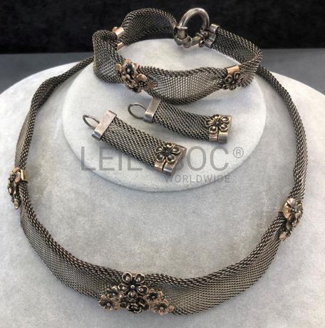 Brincos em prata e outros materiais + Pulseiras em prata e outros materiais + Colar