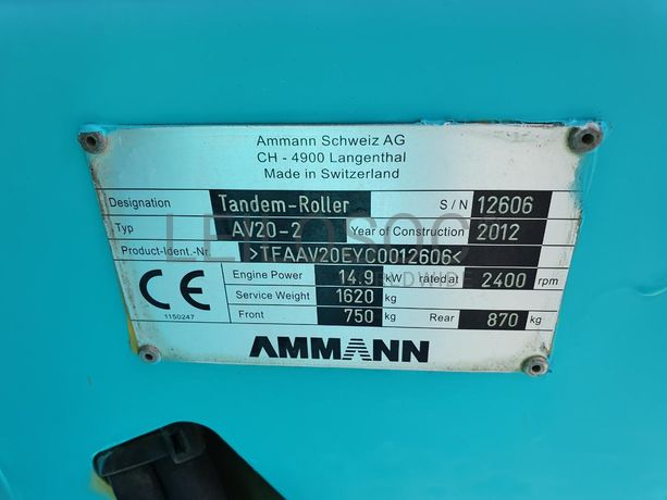 Cilindro Ammann AV20-2 · Ano 2012