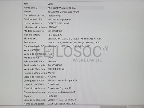 Portátil Lenovo ThinkPad X1 Carbon Quinta Geração