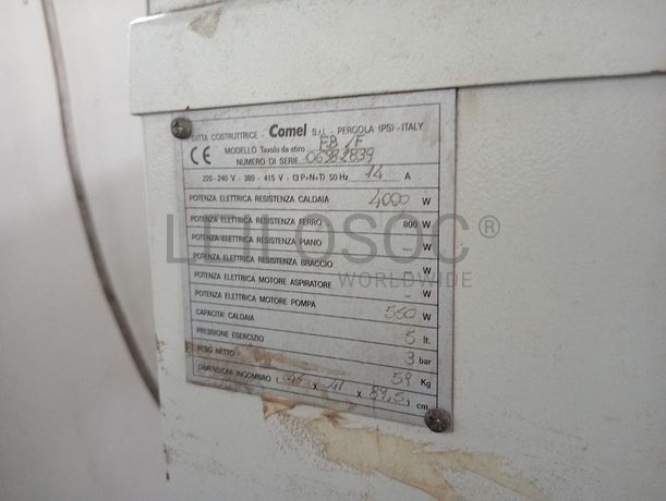 Máquina de cortar cloretes · Máquina de entretelar · Mesa de brunir