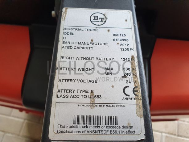 Stacker Retrátil BT RWE 120 · Ano 2012