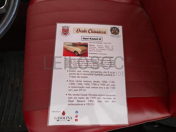 Opel Kadett Sedan 2 Door 1.1 · Ano 1967