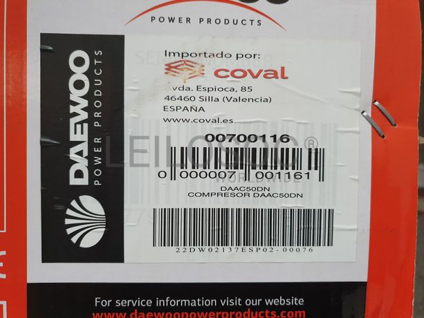 COMPRESSOR AR COMPRIMIDO DAEWOO