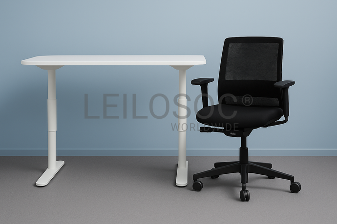 1 Bureau réglable 1600×800 (Blanc) + 1 Chaise pivotante Sedus (Noire)