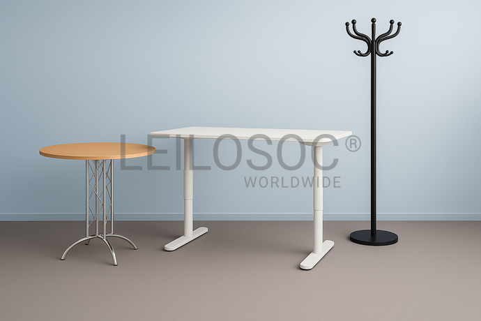 Bureau réglable + 1 Table ronde + 1 Porte-manteau