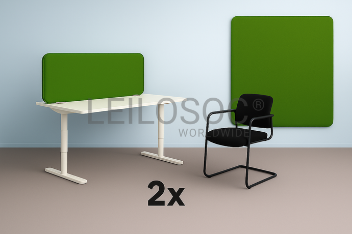 2 Bureaux réglables + 1 Chaise + 1 Séparateur de bureau