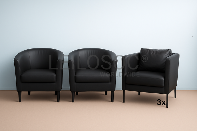 5 Fauteuils similicuir noir