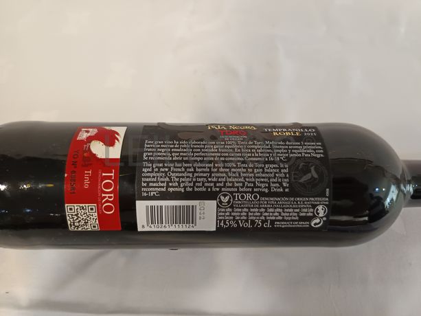 Garrafa de vinho tinto Pata Negra Toro Tempranillo Roble 2021
