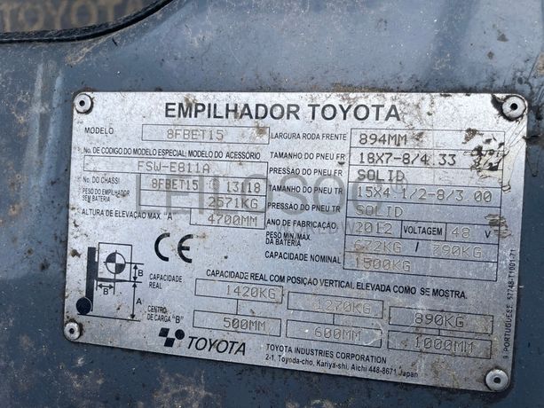 Empilhador Elétrico Toyota 8FBET15