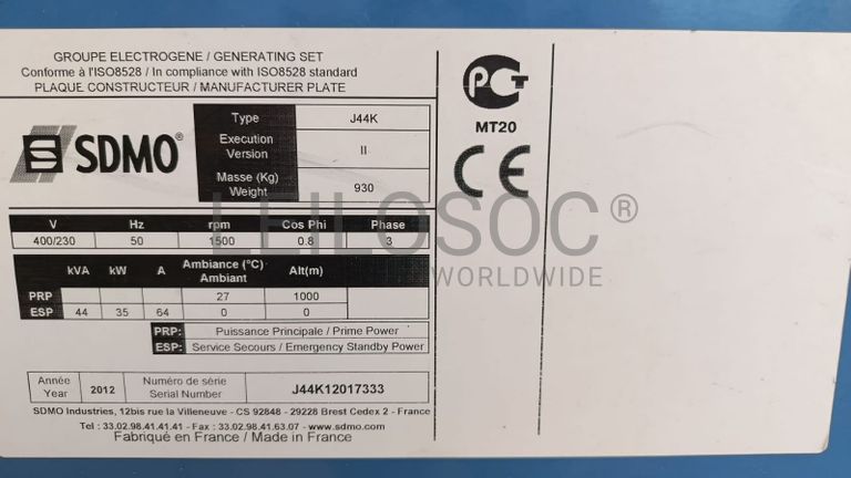 Gerador SDMO J44K - 2012