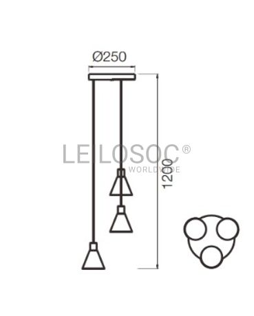 Fotografia 3 de 4: Candeeiro de Suspensão JanaTech 3X5W 9060 A-3 COPPER