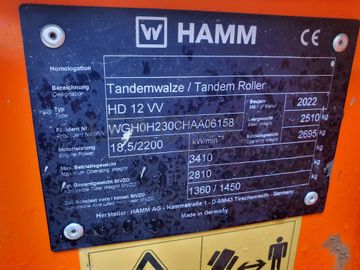 Cilindro HAMM HD 12VV · Ano 2022